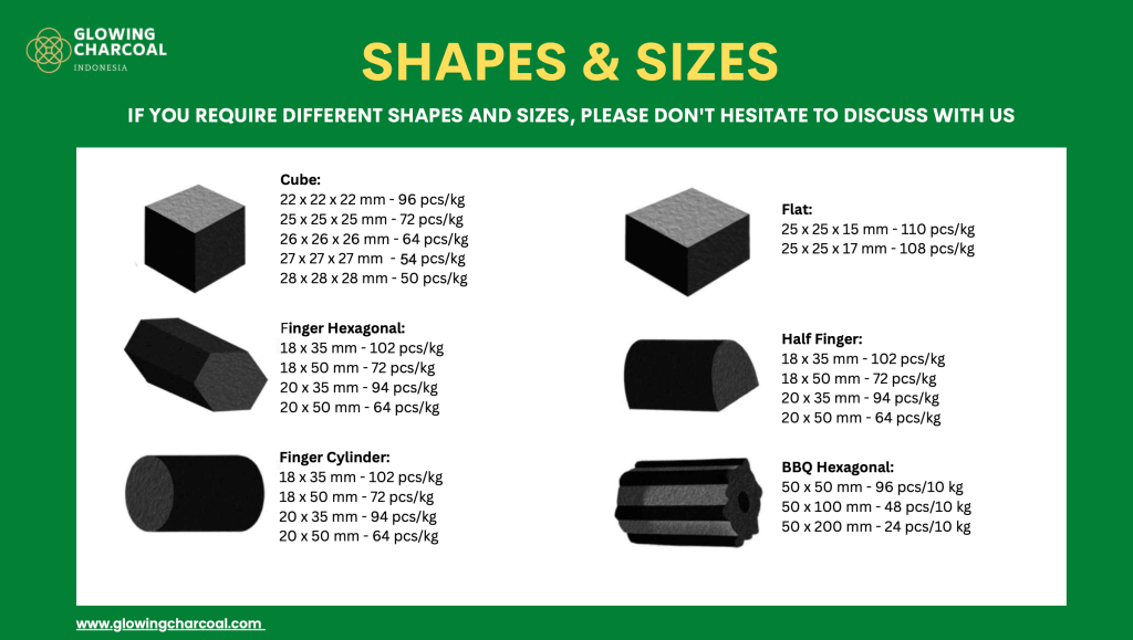 Shisha charcoal shape and size